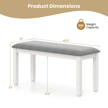 Upholstered Bedroom Bench with Padded Seat and Solid Wood Legs-Gray