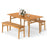 3 Pieces Patio Dining Set Acacia Wood Outdoor Rectangular Picnic Table and 2 Benches