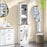 68 inch Tall Bathroom Cabinet with Barn Door Narrow Slim Storage Organizer Unit with Drawer-White