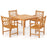 5-Pieces Patio Dining Table Set Wood Square Dining Table with 4 Chairs and Slatted Tabletop