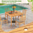 5-Pieces Patio Dining Table Set Wood Square Dining Table with 4 Chairs and Slatted Tabletop