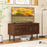 Mid Century Fluted TV Stand for 40" TV with 2 Hidden Compartments and Metal Legs-Walnut