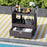 Outdoor Wicker Bar Cart Table with Tempered Glass Top