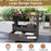 Outdoor Wicker Bar Cart Table with Tempered Glass Top