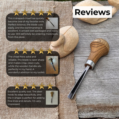 V-Parting Chisel 60 Degree with Palm Handle, 6 mm (0.24 inches)