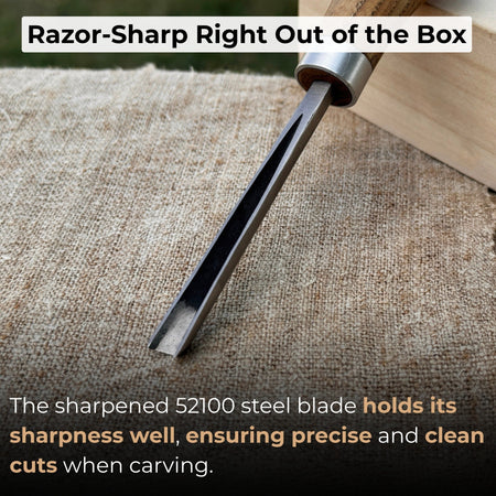 V-Parting Chisel 60 Degree with Palm Handle, 6 mm (0.24 inches)