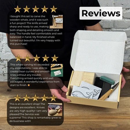 Whale Carving Kit - Complete Starter Whittling Kit for Beginners, Adults, Teens, and Kids