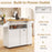 Rolling Kitchen Island Cart with Power Outlet for Dining Room-White and Natural