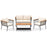 4 Piece Patio Rattan Furniture Set with 2-Tier Coffee Table-White