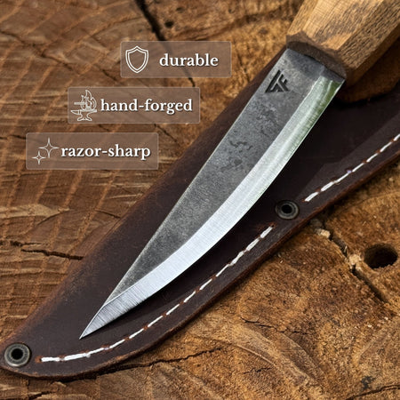 Whittling Sloyd Knife with Leather Sheath, 10 cm (3.94 inches)