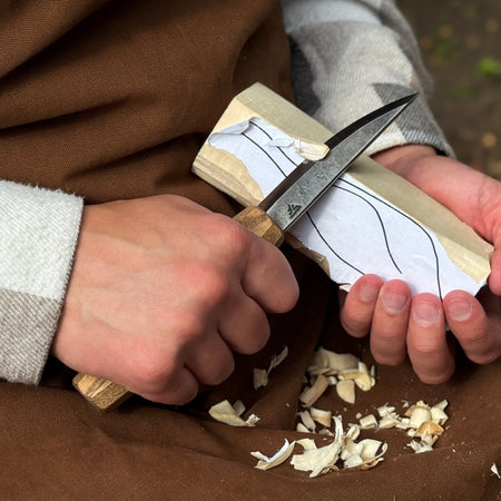 Whittling Sloyd Knife with Leather Sheath, 10 cm (3.94 inches)