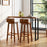 29 Inch Wood Bar Stools Set of 2 with Solid Back and Seat-Walnut
