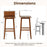 29 Inch Wood Bar Stools Set of 2 with Solid Back and Seat-Walnut