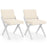 Wooden Dining Chairs of 2 with Rubber Wood Frame and Padded Cushions-White