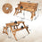 2-in-1 Transforming Interchangeable Wooden Picnic Table Bench with Umbrella Hole-Dark Brown