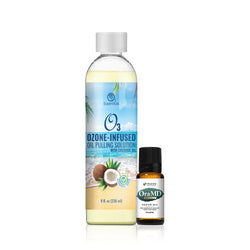 O3 Ozone-Infused Oil Pulling Solution 8oz (with Organic Coconut Oil and Organic Peppermint) + OraMD - The Mouth Doctor